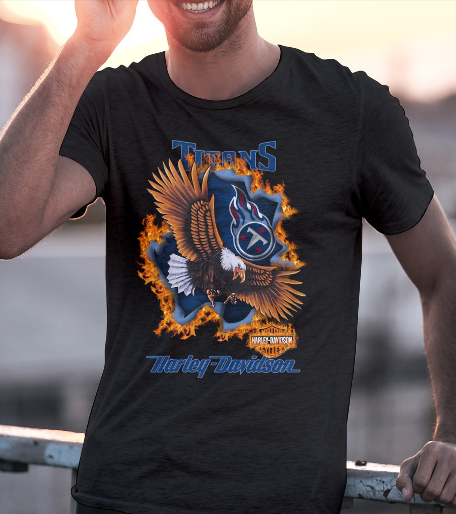 Tennessee Titans Harley Davidson Fire Eagle Nfl 84 T-Shirt