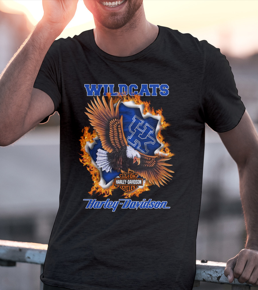 Kentucky Wildcats Harley Davidson Ncaa Eagle Flame T-Shirt