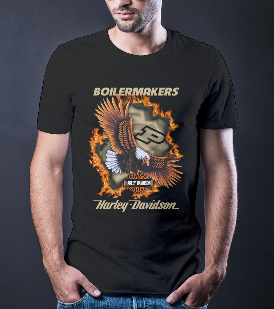 Boilermakers Harley Davidson Purdue Eagle And Flame T-Shirt
