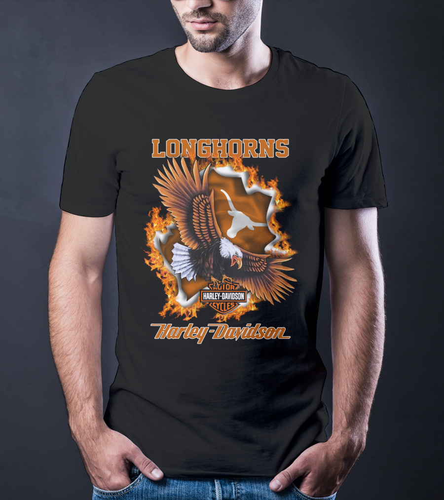 Longhorns Harley Davidson Ncaa Texas Longhorns Eagle T-Shirt