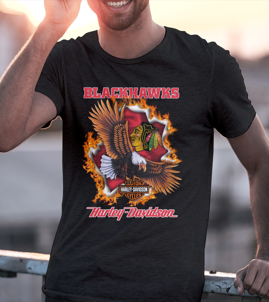 Blackhawks Harley Davidson Cycles Eagle T-Shirt