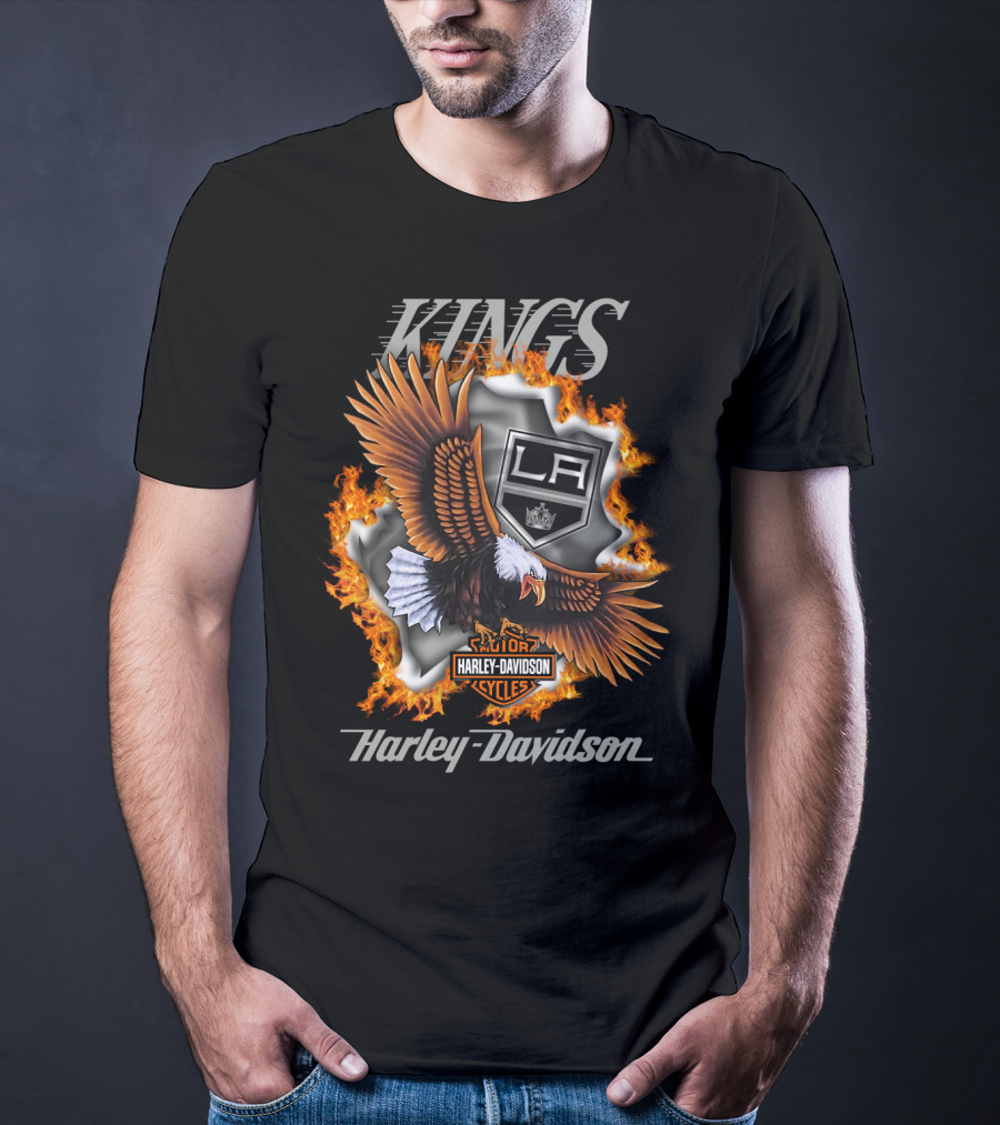Harley Davidson Los Angeles Kings Nhl Eagle Flame T-Shirt