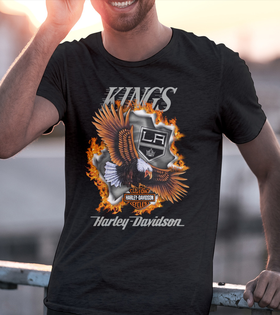 Harley Davidson Los Angeles Kings Nhl Eagle Flame T-Shirt