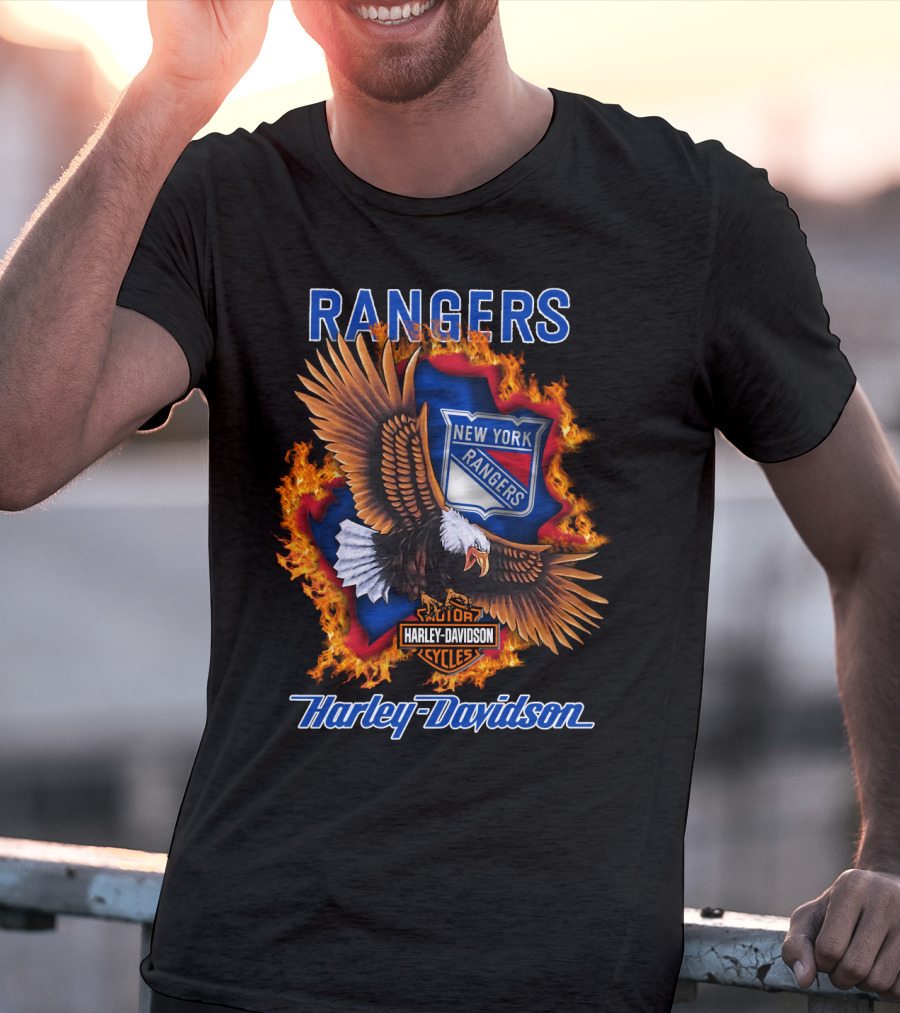 Rangers New York Rangers Harley Davidson Eagle T-Shirt