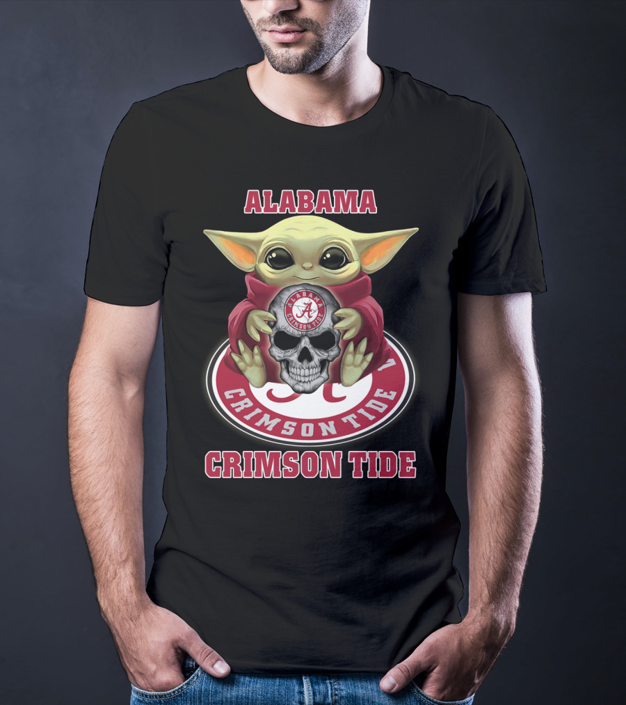 Alabama Crimson Tide Yd1404 Baby Alien Holding Skull T-Shirt