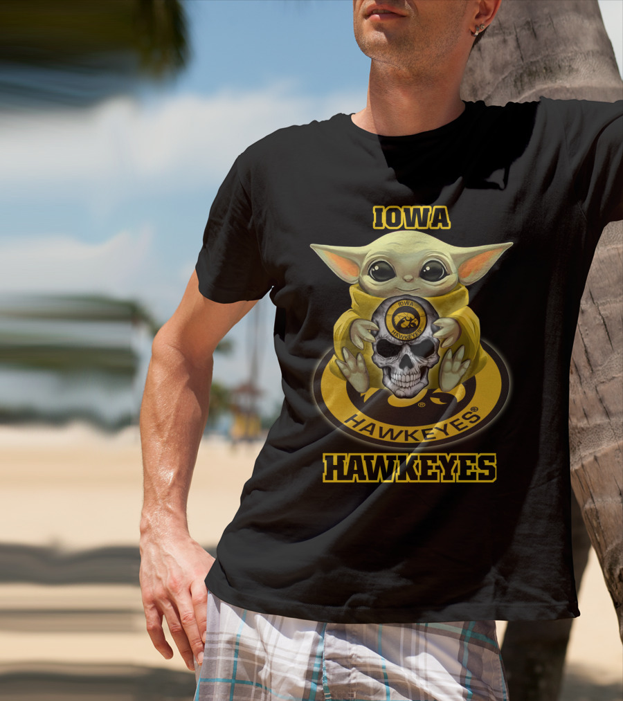Iowa Hawkeyes Yd1404 Baby Alien With Skull T-Shirt