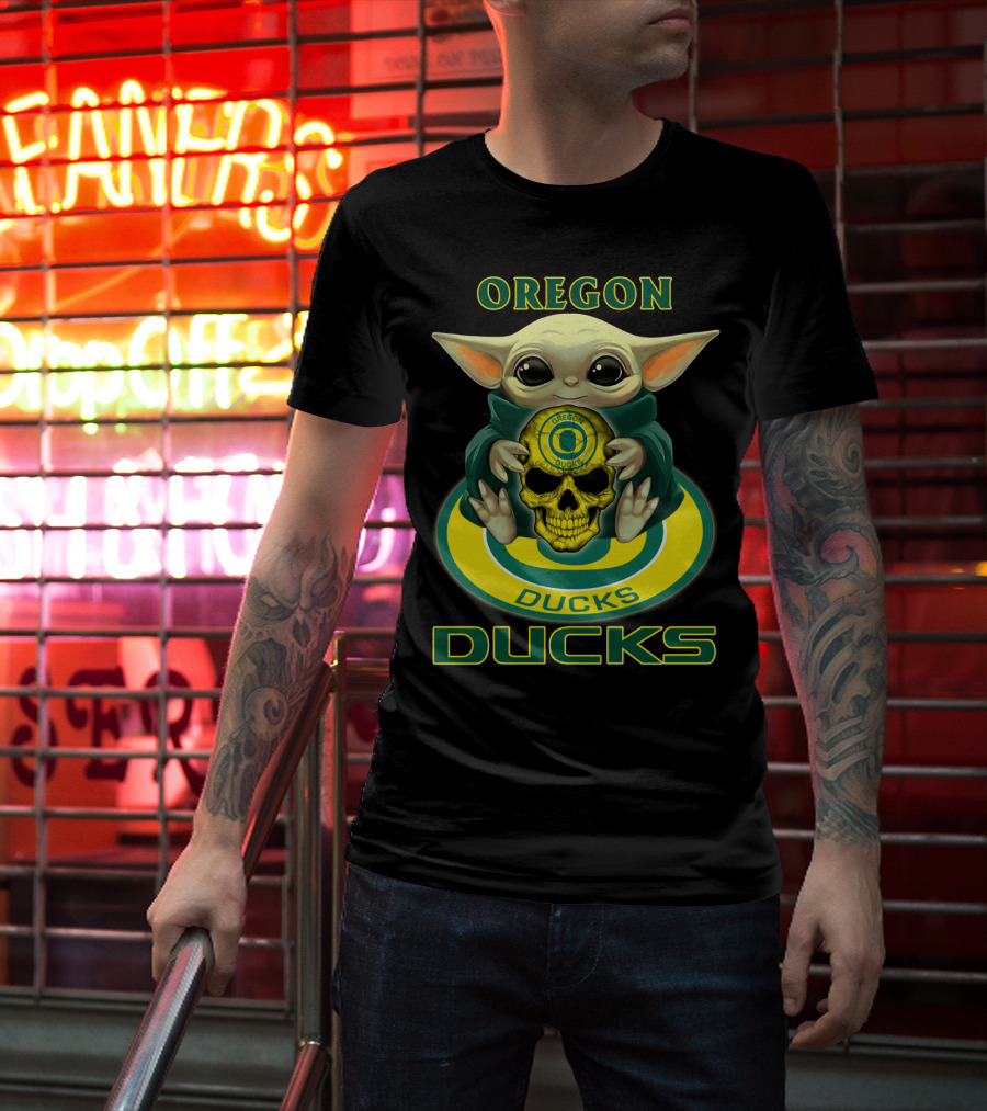 Oregon Ducks Baby Alien Holding Skull T-Shirt