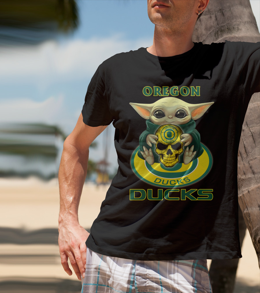 Oregon Ducks Baby Alien Holding Skull T-Shirt