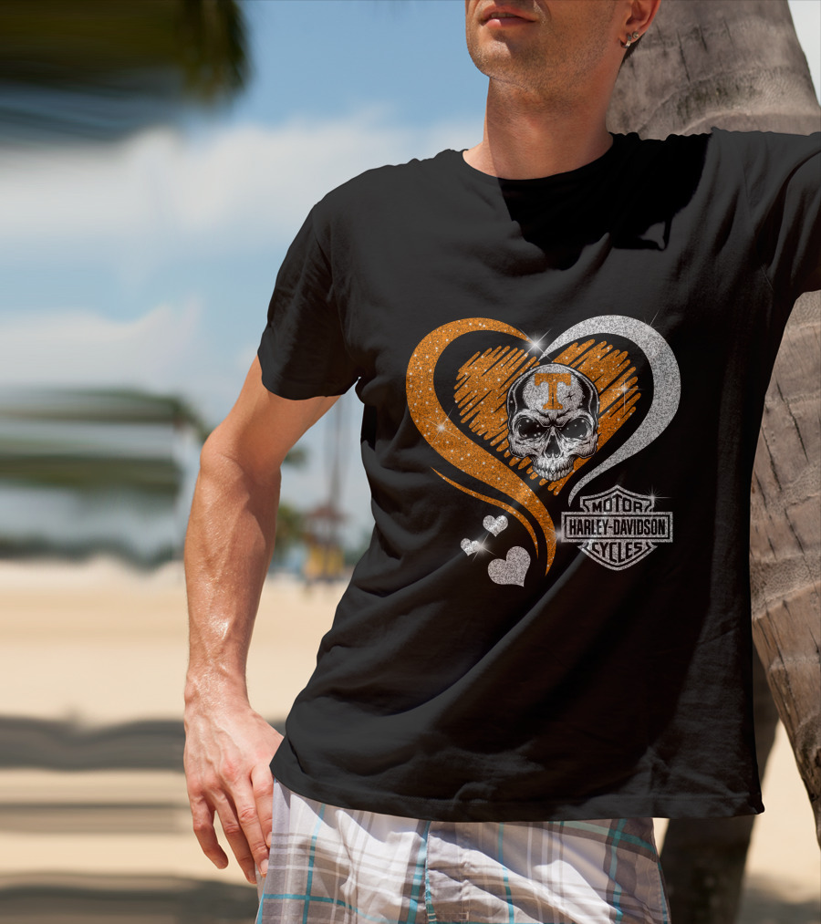 Tennessee Volunteers Skull Heart Harley Davidson T-Shirt