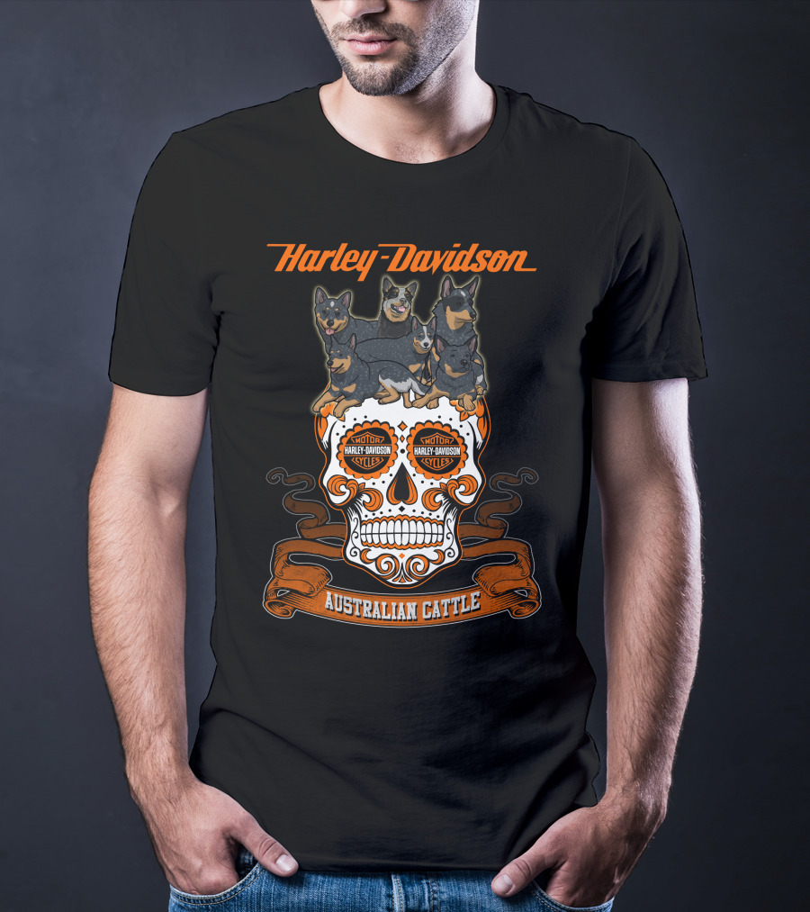 Harley Davidson Australian Cattle Dog Skull T-Shirt