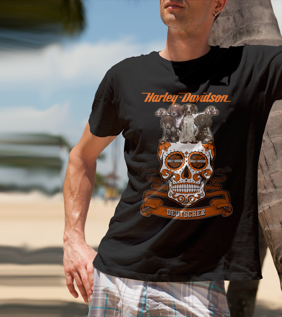 Harley Davidson Deutscher Hl Dog German Shorthaired Pointer T-Shirt