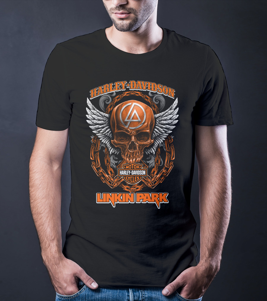Harley Davidson Motor Cycles Linkin Park Skull Wings T-Shirt