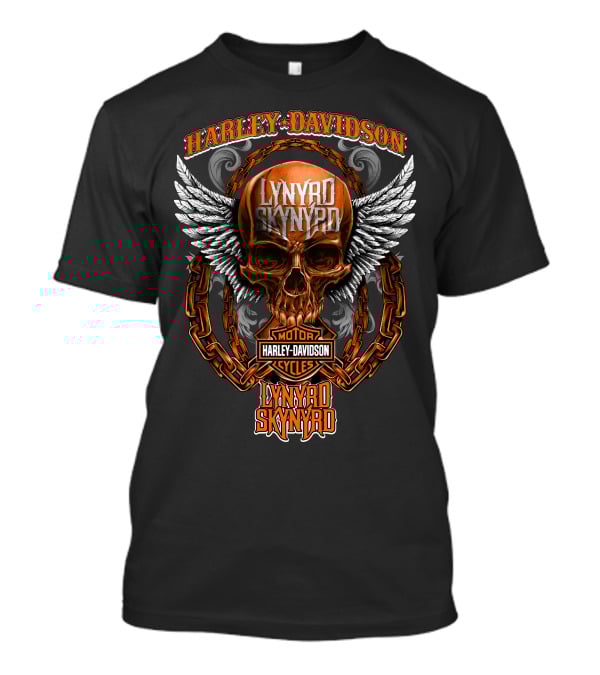 Harley Davidson Lynyrd Skynyrd Skull With Wings And Chains T-Shirt