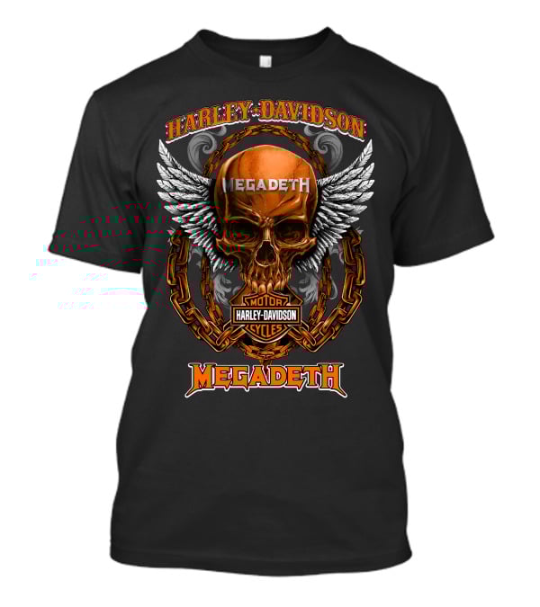 Harley Davidson Megadeth Motor Cycles Skull And Wings Hd2408 T-Shirt