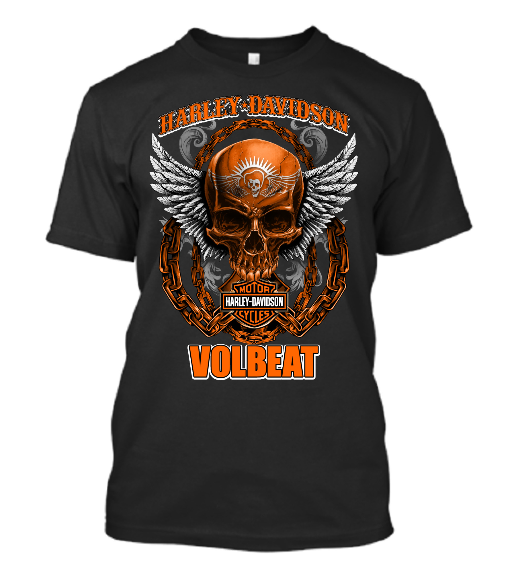 Harley Davidson Volbeat Skull With Wings And Chain T-Shirt