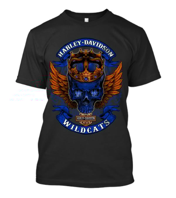 Harley Davidson Wildcats Skull Crown Wings Kentucky Wildcats T-Shirt