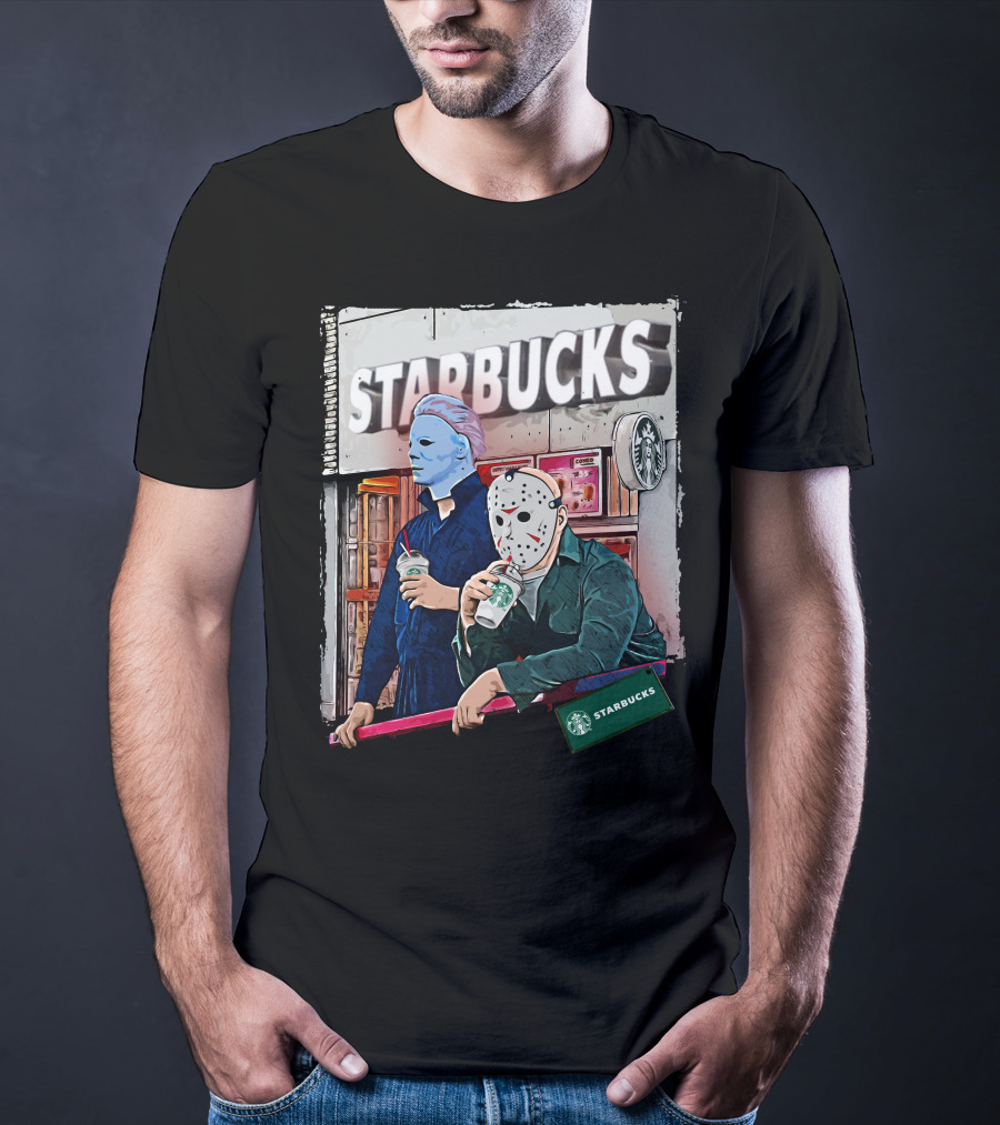Starbucks Michael Myers Jason Voorhees Coffee Break T-Shirt