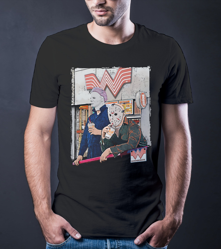 WAB HLW Whataburger Horror Icons With Michael And Hockey Mask T-Shirt