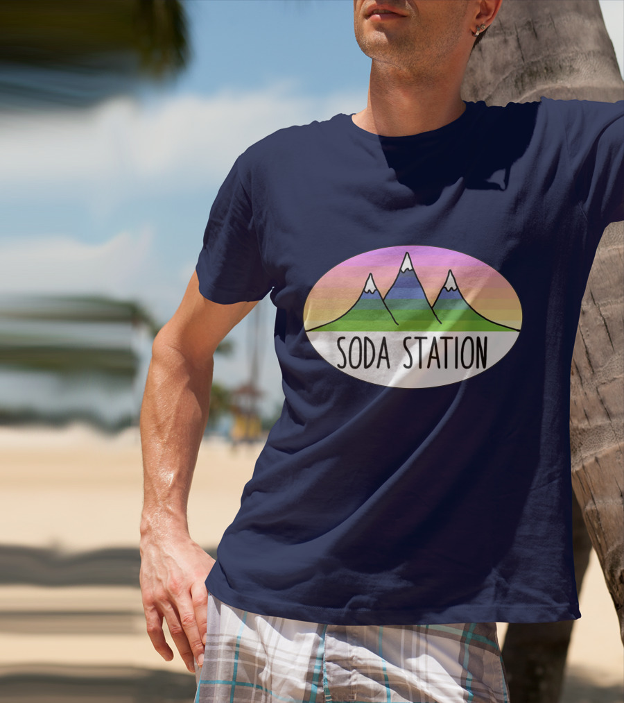 Retro Mountain Stripe Soda Station T-Shirt