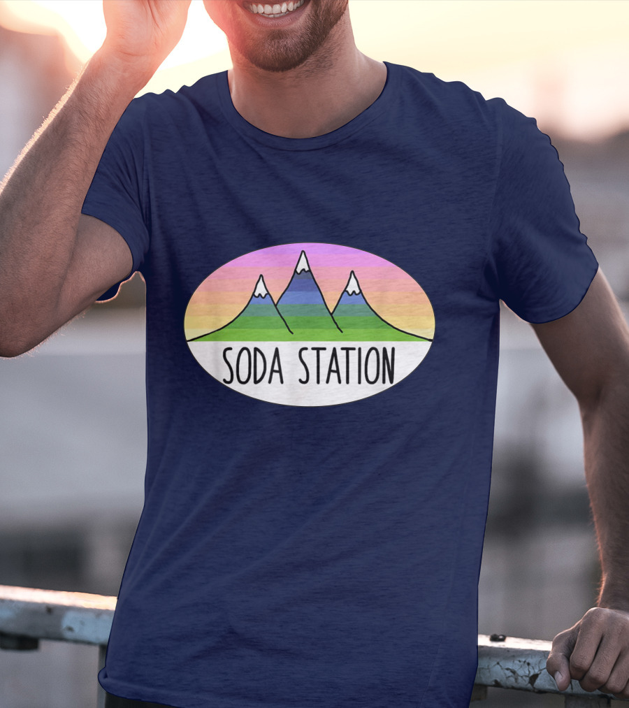 Retro Mountain Stripe Soda Station T-Shirt