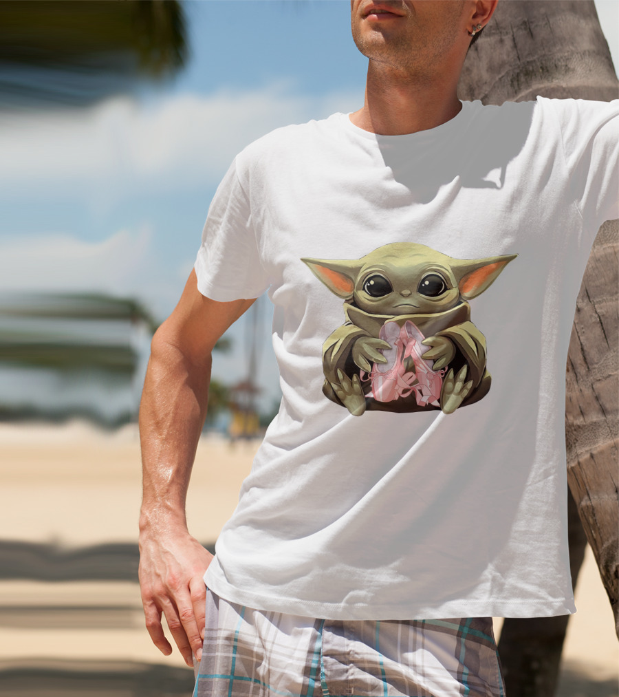 Baby Yoda Holding Ballet Shoes T-Shirt