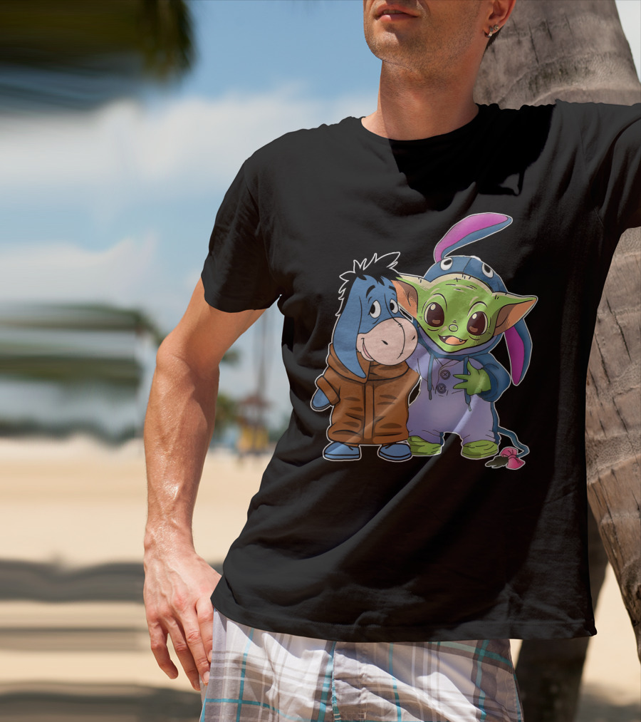 Eeyore And Baby Yoda In Stitch T-Shirt