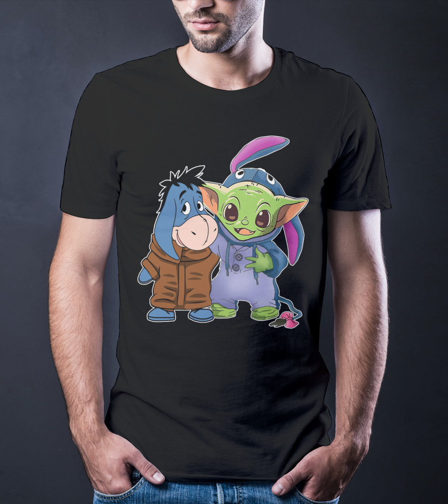Eeyore And Baby Yoda In Stitch T-Shirt