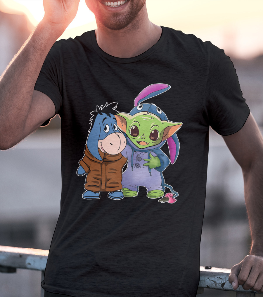 Eeyore And Baby Yoda In Stitch T-Shirt