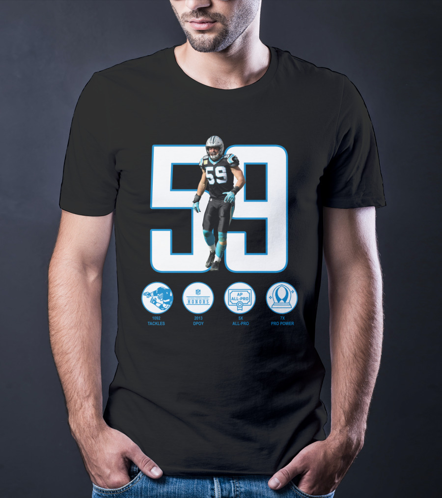 Luke Kuechly 59 1092 Tackles 2013 DPOY 5x All-Pro 7x Pro Power T-Shirt