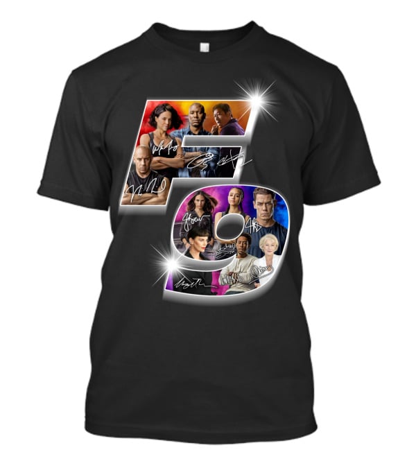 Fast And Furious 9 Cast Signatures And Character Collage T-Shirt