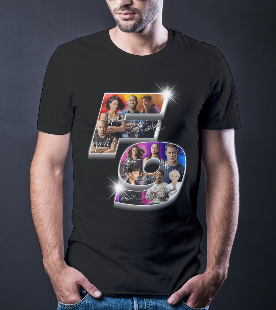 Fast And Furious 9 Cast Signatures And Character Collage T-Shirt