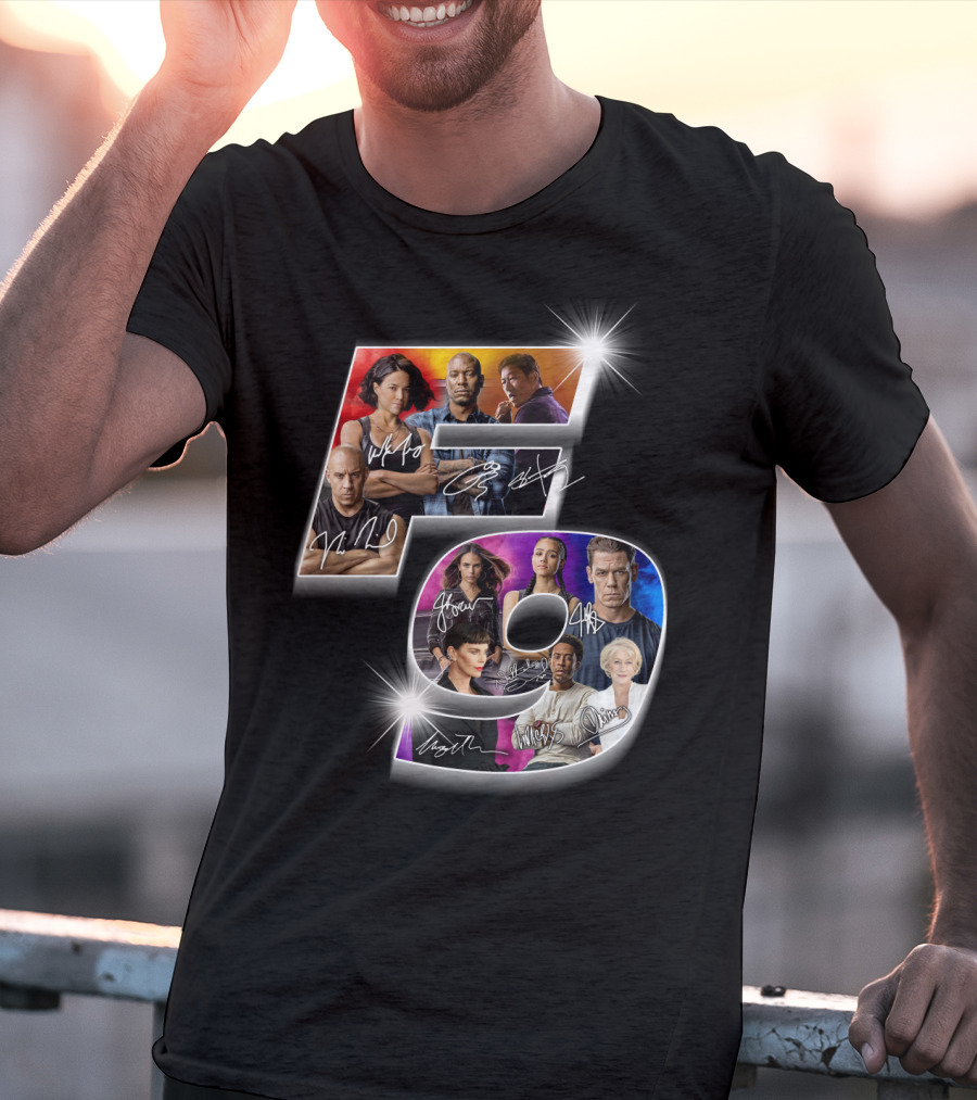 Fast And Furious 9 Cast Signatures And Character Collage T-Shirt