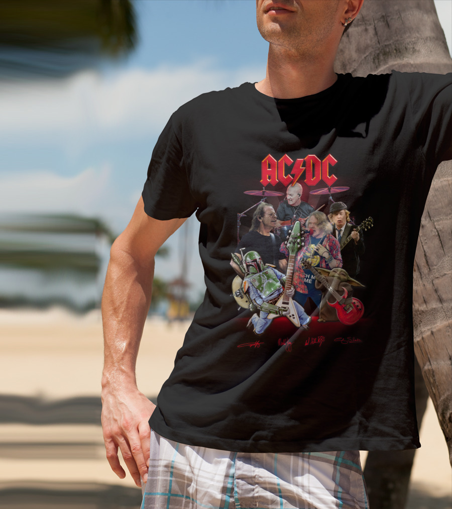 Ac Dc Star Wars Crossover Featuring Boba Fett And Grogu T-Shirt