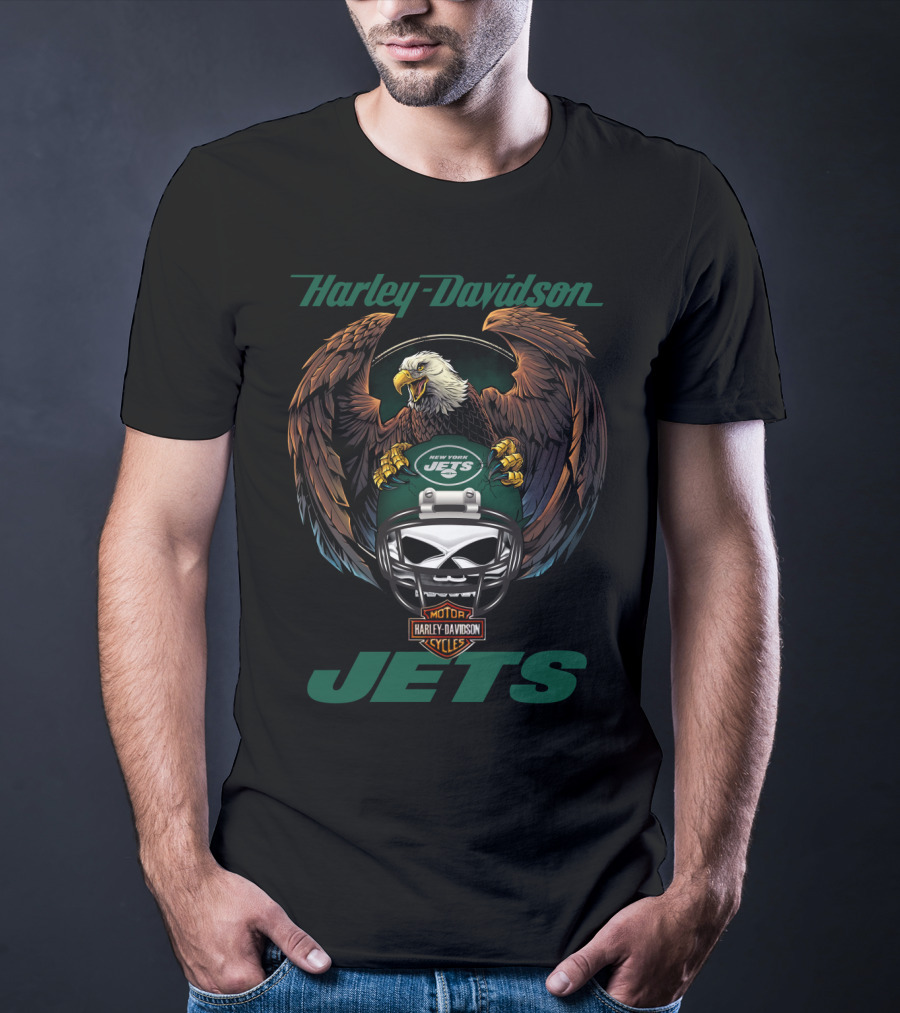 Harley Davidson New York Jets Eagle Helmet Nyj T-Shirt