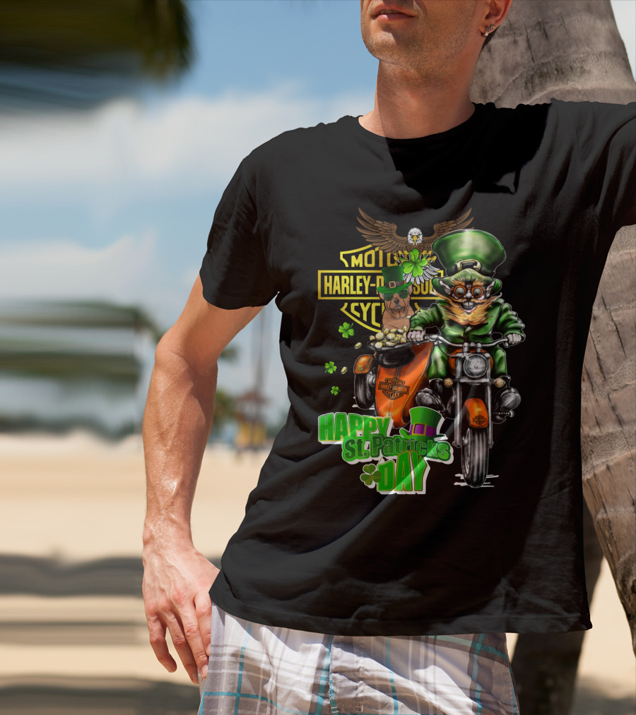 Harley Davidson Happy St. Patrick's Day Motorcycle Leprechaun T-Shirt