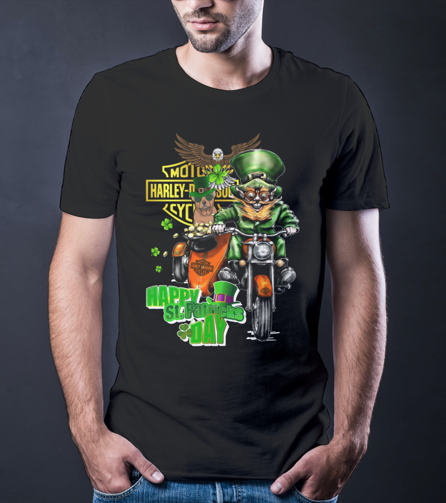 Harley Davidson Happy St. Patrick's Day Motorcycle Leprechaun T-Shirt