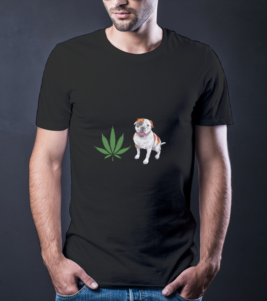 American Bulldog And Cannabis Make Me Happy Humans Make My Head Hurt T-Shirt
