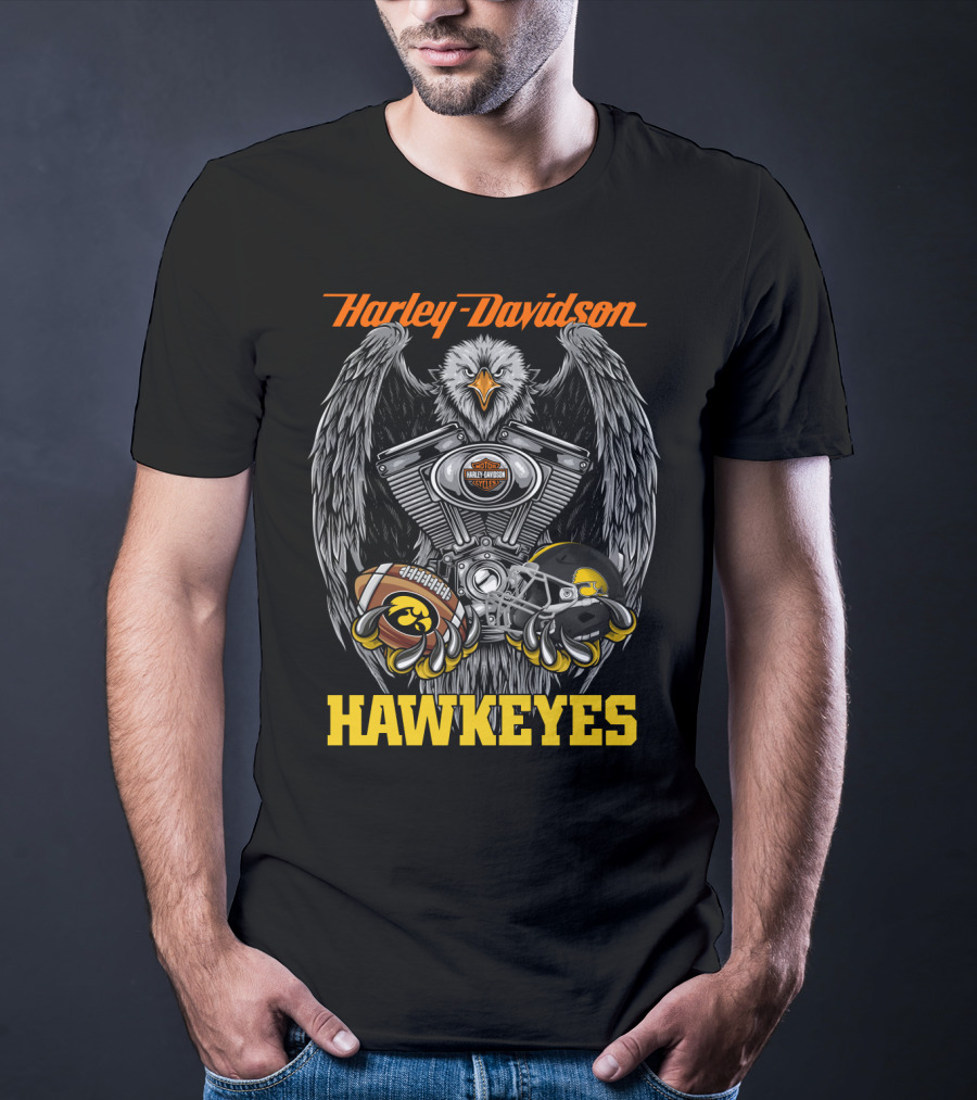 Harley Davidson Hawkeyes Eagle Engine Football Helmet T-Shirt