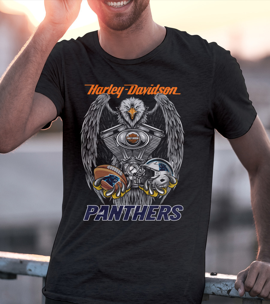 Harley Davidson Panthers Engine Eagle Football Helmet T-Shirt