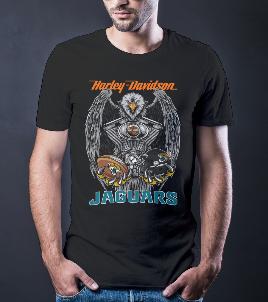 Harley Davidson Jaguars Eagle Football Helmet Engine T-Shirt