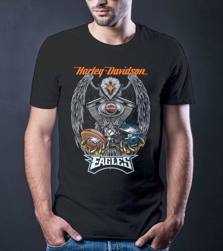 Harley Davidson Eagles Football Helmet Engine Eagle T-Shirt
