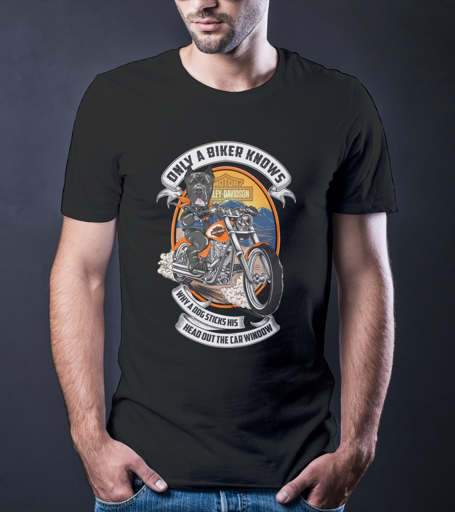 Only A Biker Knows Cane Corso Harley Davidson Motorcycle Adventure T-Shirt