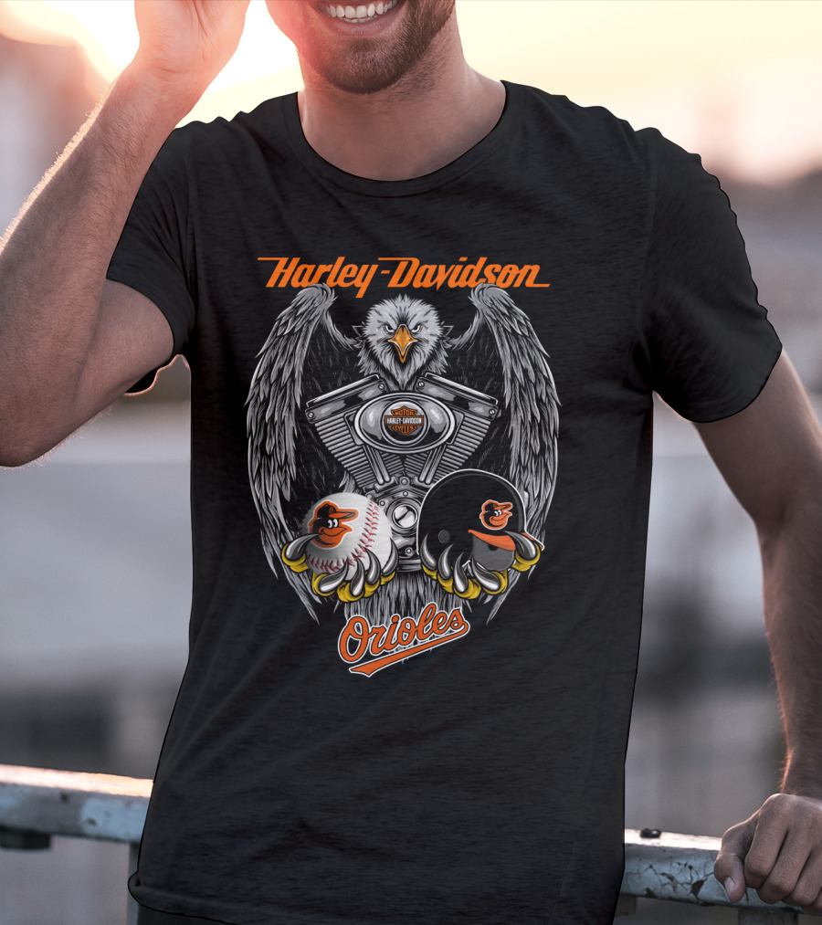 Harley Davidson Orioles Eagle Engine Baseball Helmet T-Shirt
