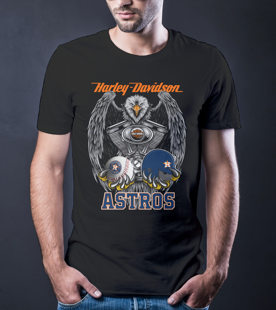 Harley Davidson Houston Astros Engine Eagle Baseball Helmet T-Shirt