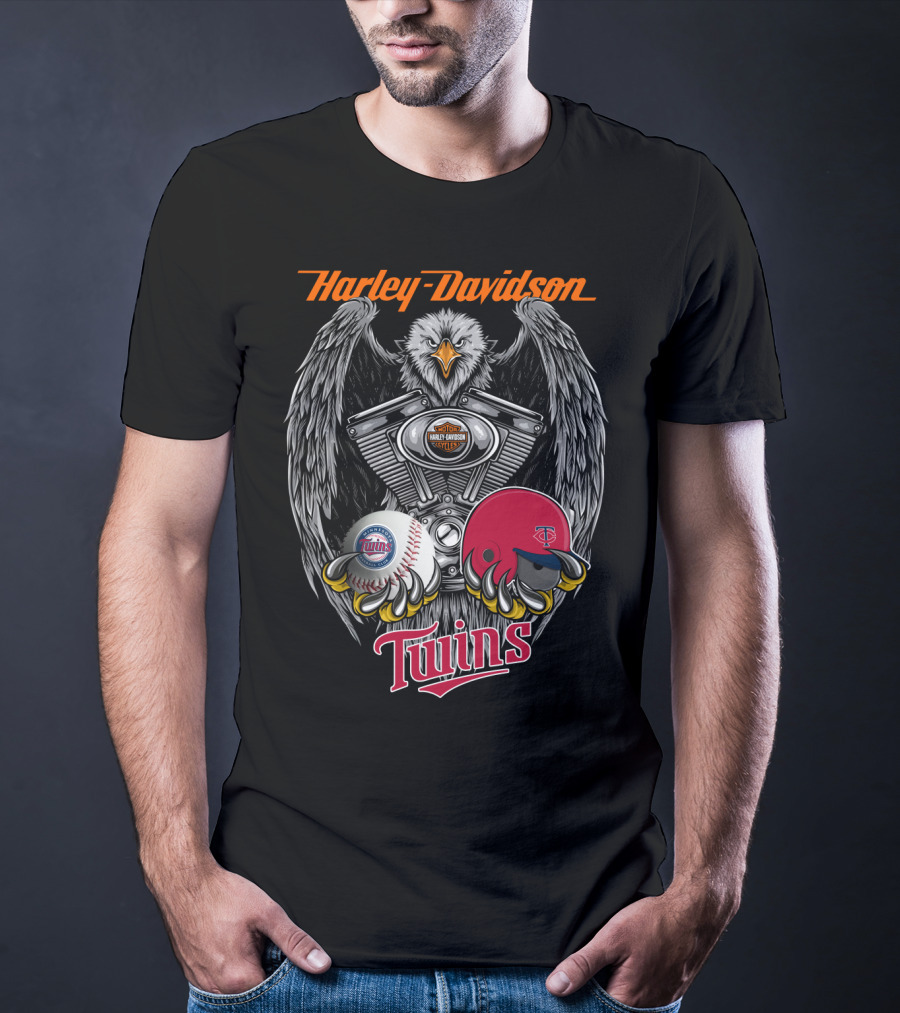 Harley Davidson Twins Eagle Engine Minnesota Baseball T-Shirt