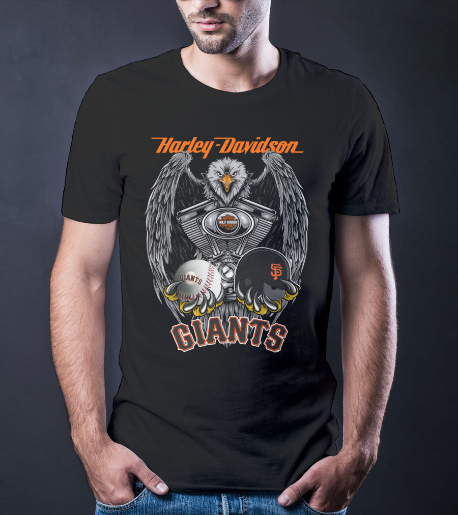 Harley Davidson Giants Mlb Sfg Baseball Eagle Engine Art T-Shirt