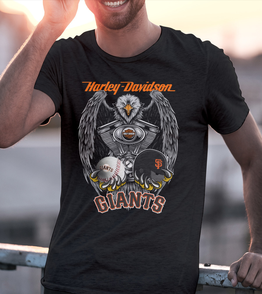 Harley Davidson Giants Mlb Sfg Baseball Eagle Engine Art T-Shirt