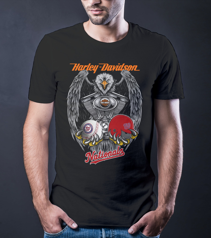 Harley Davidson Washington Nationals Mlb Eagle And Motor T-Shirt