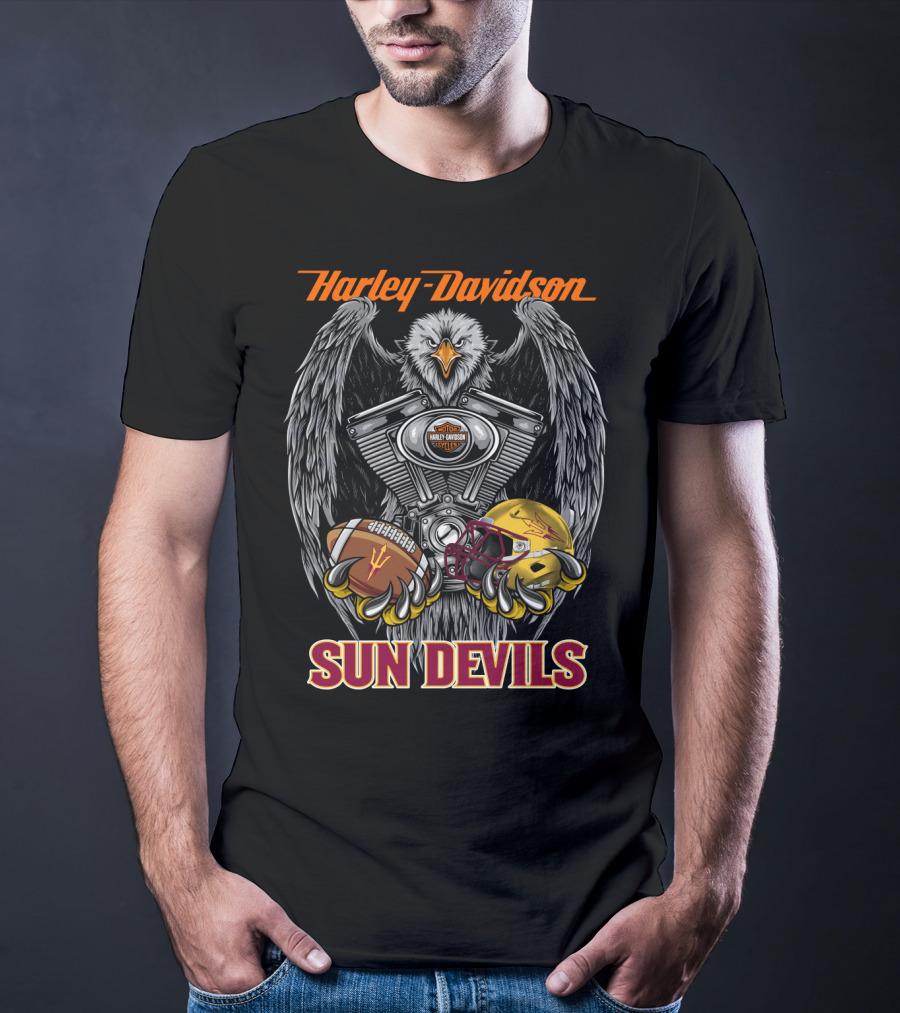 Harley Davidson Sun Devils Eagle Engine Football Helmet T-Shirt