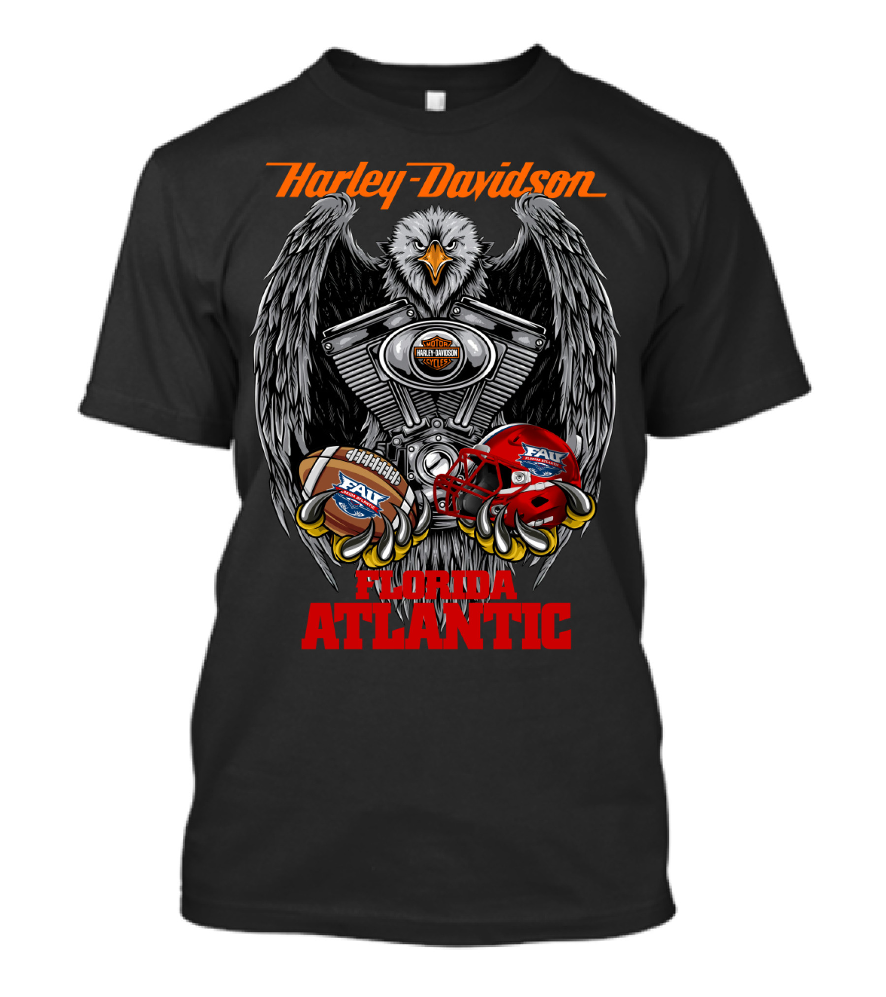 Harley Davidson Florida Atlantic Fau Owl Football T-Shirt